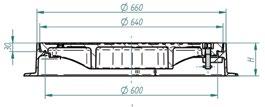 WŁAZY KANAŁOWE WŁAZY KANAŁOWE KLASY B125 Z POKRYWĄ WYPEŁNIONĄ BETONEM BO 600 H150 z pokrywą z otworami 202-0340-000 125 BO 600 H150 z pokrywą przykręcaną, z otworami 202-0331-000 125 WŁAZY KANAŁOWE