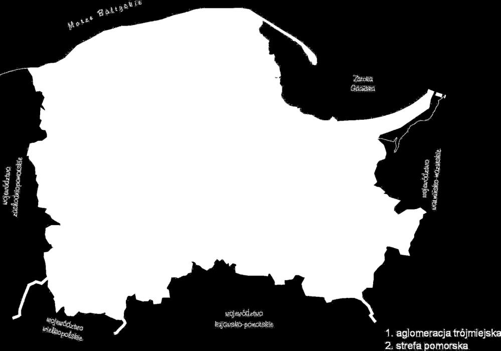 1. aglomeracja trójmiejska 2. strefa pomorska miasta i aglomeracje powyżej 100 tys.