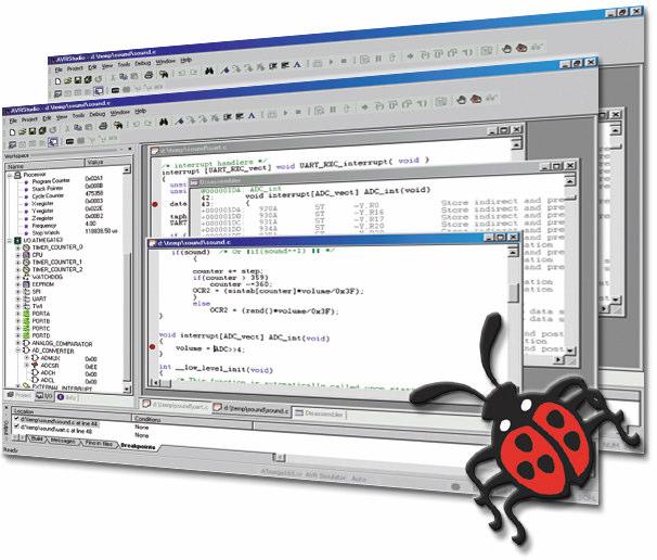 AVR Studio Zintegrowane środowisko programistyczne Edycja kodu Assembler i C Debugowanie kodu
