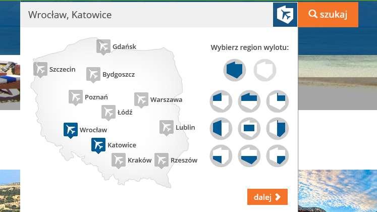 wyjazd z (możliwość wybrania jednego