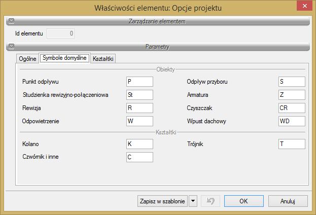 Praca z programem Odległość kielicha od końca rury daje możliwość ustawienia odległości symboli od punktu połączeniowego.