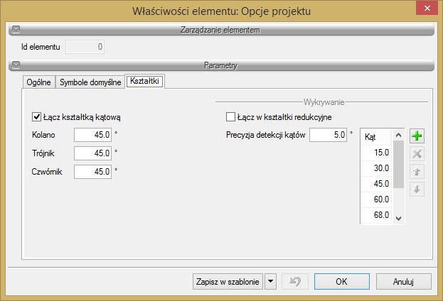 Praca z programem Kształtki Tak jak wyżej, użytkownik ma możliwość wstawienia symbolu obiektu Kształtka.