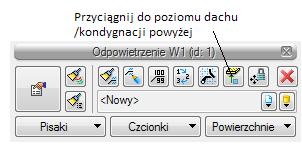 Rys. 52. Pasek narzędzi modyfikacji elementu Odpowietrzenie Funkcja przyciągania umożliwia wstawienie wywiewki na połaci dachu. Dolny koniec wywiewki łączy się rysunkowo z powierzchnią dachu.