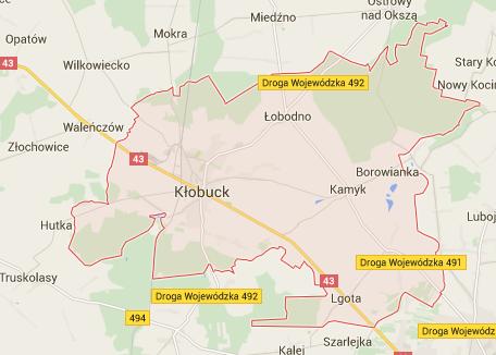 Rysunek 5. Przebieg dróg tranzytowych przez teren gminy Kłobuck. www.google.