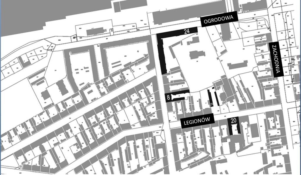 REWITALIZACJA OBSZAROWA CENTRUM ŁODZI OBSZAR O POWIERZCHNI 7 ha OGRANICZONY ULICAMI: Ogrodową, Legionów, Zachodnią SZACOWANY KOSZT REALIZACJI PROJEKTU 8 Z DOFINANSOWANIEM: 49 684 431, 00 ZŁ PROJEKT