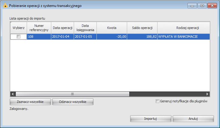 Dzięki tej opcji po imporcie zobaczymy nie tylko kwotę samej operacji, ale także stan środków na rachunku po danej operacji.