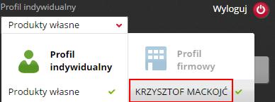 W przypadku posiadania dostępu tylko do rachunków jednej firmy w polu tym, zamiast pełnej nazwy firmy możemy wpisać dużą literę F.