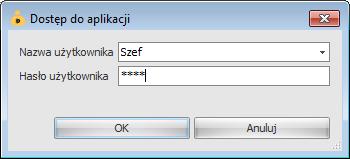 Logowanie do aplikacji Po wykonaniu czynności instalacyjnych, możemy zalogować się do aplikacji poprzez wybranie nazwy użytkownika oraz podanie jego hasła dostępu.