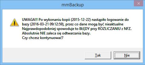 Możliwe komunikaty i problemy Jeżeli użytkownik posiada na swoim serwerze kilka baz danych, pochodzących od