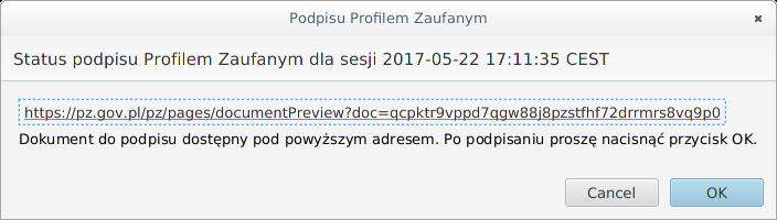 JPK_VAT przetwarzanie i wysyłka danych Podpisywanie profilem zaufanym Pojawi się komunikat o