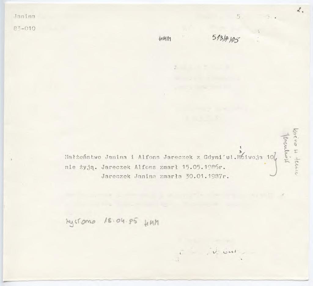 Wa łen tynow icz Gdańsk, dn.. 04.199' -r Straszyn v"!