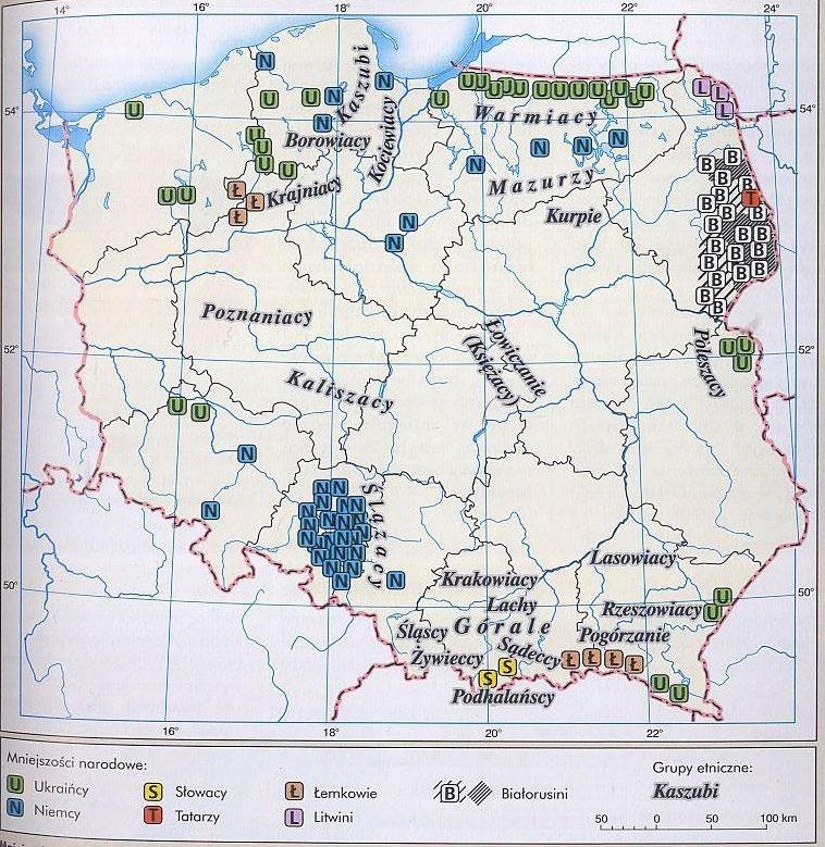 Wg przeprowadzonego spisu najliczniejszymi: mniejszościami etnicznymi (występują one także poza granicami Polski) są kolejno: