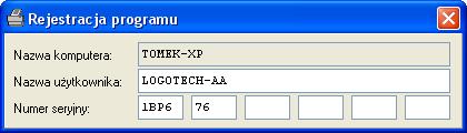 Logotech-AA LogoMon ver. 2.00.006 Str: 10 Zarejestruj Przycisk Zarejestruj służy do otwarcia okna rejestracji programu. Po zarejestrowaniu programu przycisk ten nie jest aktywny.