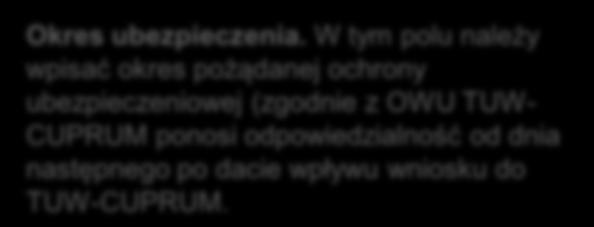 dot. nazwy własnej, miejsca ubezpieczenia, rodzaju prowadzonej działalności (wg