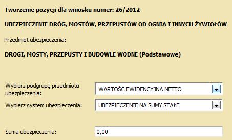 REJESTROWANIE WNIOSKU Kolejnym krokiem w rejestrowaniu wniosku drogą elektroniczną jest wprowadzenie danych dotyczących ubezpieczanego mienia. KROK 1. W celu dodania nowej pozycji (np.