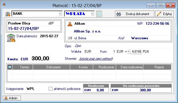 7.5 Płatności Termin ten oznacza pieniądze, które zostały faktycznie przekazane lub przyjęte przez firmę (w wyniku wypłat lub wpłat kontrahentów). W programie Sage Symfonia 2.