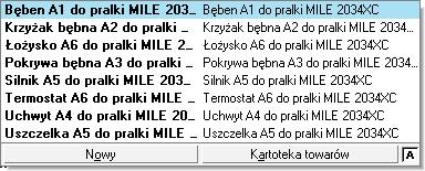 przycisk Nowy - Otwiera okno towaru, umożliwiając wpisanie danych nowego towaru do kartoteki.