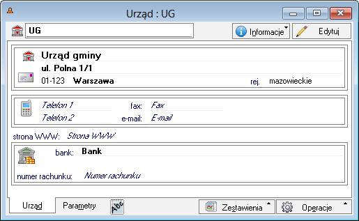 z zestawianych pól. Z okna zestawienia można przejść do okna urzędu, można też wywołać zestawienie Płatności urzędu.