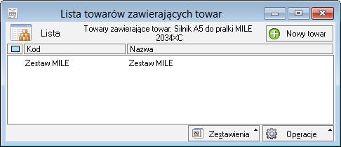 Rys. 35 Okno Lista towarów zawierających dany towar. 4.