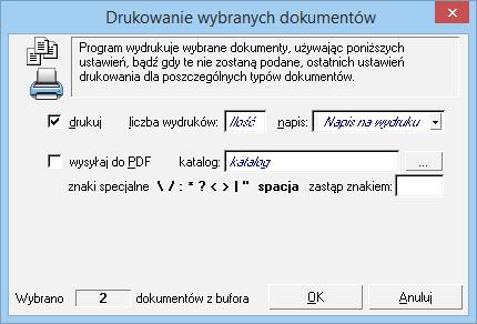 Rys. 38 Okno operacji Drukowanie dokumentów.