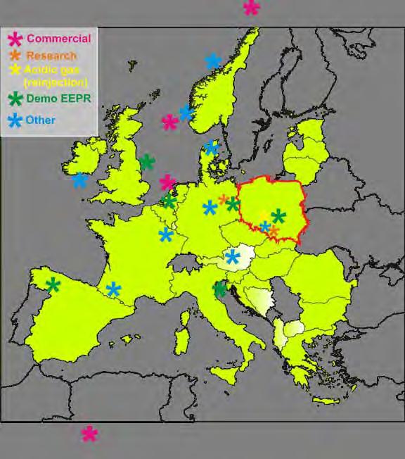 CO2 storage projects POLAND 1. R&D project at Borzęcin gas field (injecting acidic gas = 60% CO2, since 1995) 2.