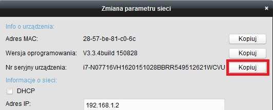 W oknie Zarządzanie urządzeniem w zakładce Serwer, w części Urządzenia online należy zaznaczyć wybrane