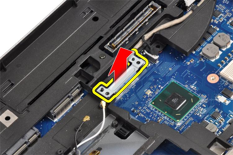 5. Wyjmij wspornik LVDS z komputera. 6. Odłącz kabel LVDS od płyty systemowej. 7.