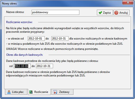 Podręcznik użytkownika Sage Symfonia Kadry i Płace 186 Rozliczanie w nowym okresie płacowym W definiowanym okresie płacowym należy zadeklarować okres rozliczania kadrowego.