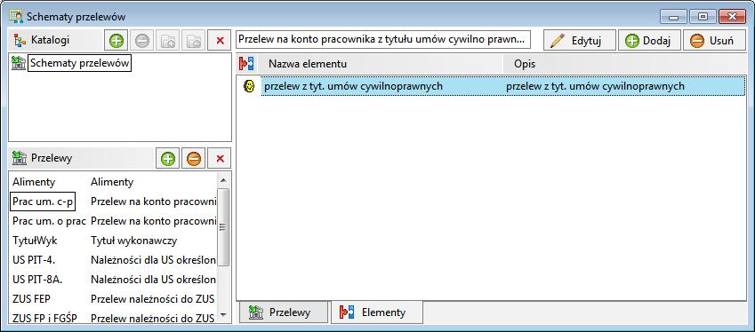 Program Kadry i Płace został wyposażony w bogaty zestaw narzędzi służących do automatycznego tworz e- nia przelewów na podstawie informacji zgromadzonych w bazie danych programu.