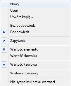 Podręcznik użytkownika Sage Symfonia Kadry i Płace 238 Rys. 290 Menu kontekstowe w oknie Ustawienia Parametry przelewów.