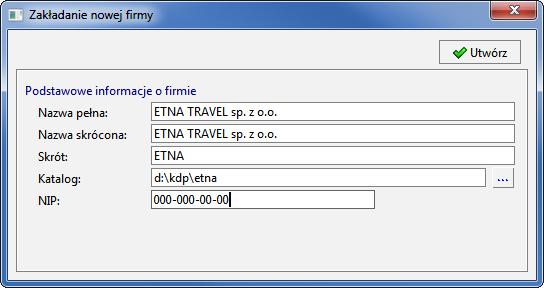 Firma Zakładanie nowej firmy Po wybraniu przycisku Nowa [Ctrl+1] na pasku narzędziowym programu otworzy się okno Zakładanie nowej firmy. Rys. 23 Okno Zakładanie nowej firmy.