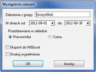 Podręcznik użytkownika Sage Symfonia Kadry i Płace 263 Rys. 332 Okno Wystąpienie zdarzeń.