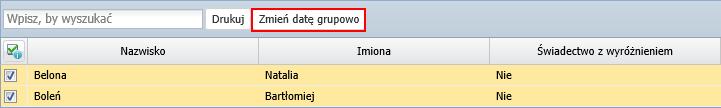 Kliknij przycisk Zmień datę grupowo. Wprowadź datę w wyświetlonym oknie i kliknij przycisk Zapisz. 7.