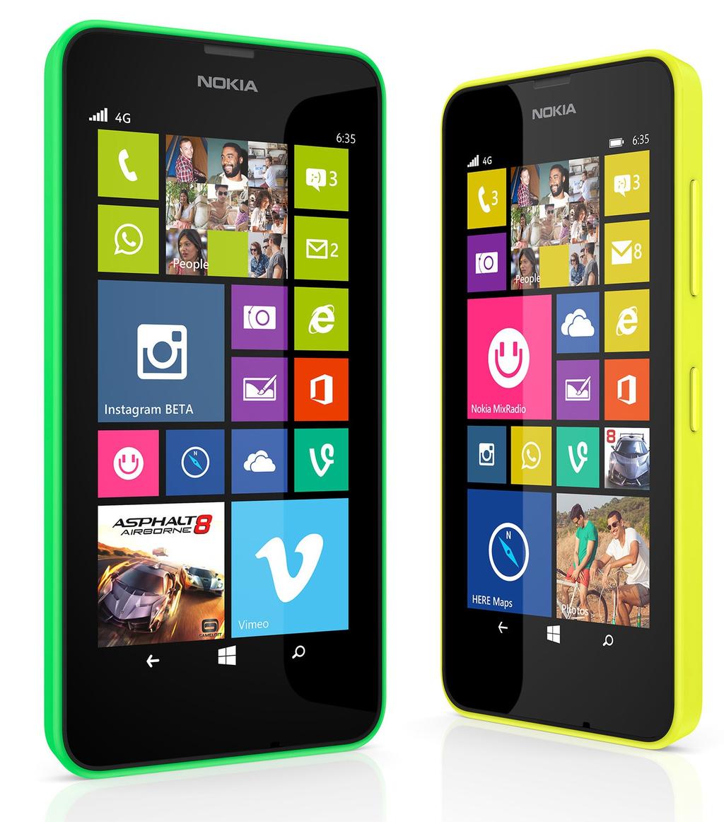 Specyfikacja smartfonu Nokia Lumia 635: Wzornictwo Wymiary
