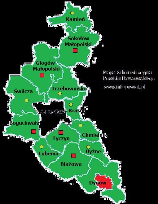 W skład administracyjny powiatu wchodzą następujące jednostki terytorialne: gmina miejska: Dynów gminy miejsko- wiejskie: Błażowa,