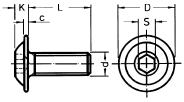 ŚRUBA Z ŁBEM KULISTYM Z GNIAZDEM SZEŚCIOKĄTNYM Z KOŁNIERZEM ISO 7380
