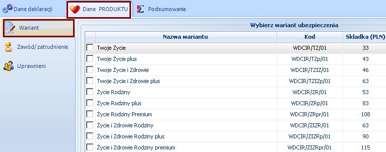 Rejestracja umowy: WARTA DLA CIEBIE I RODZINY - rejestracja nowego przystąpienia dane produktu Po pozytywnej weryfikacji