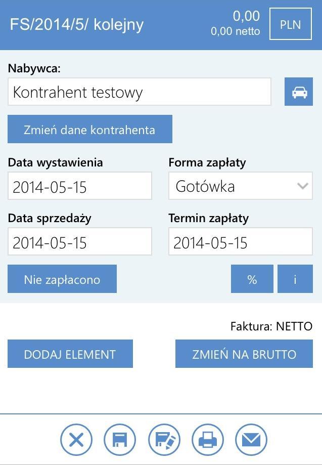 Rys. Formularz faktury sprzedaży- widok na komputerze i tablecie Rys.