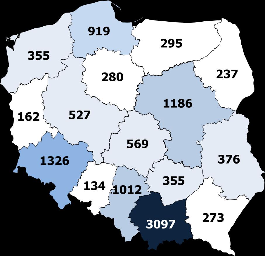 AKTYWNOŚĆ MEDIÓW REGIONALNYCH LICZBA PUBLIKACJI DOTARCIE PUBLIKACJI Mapa