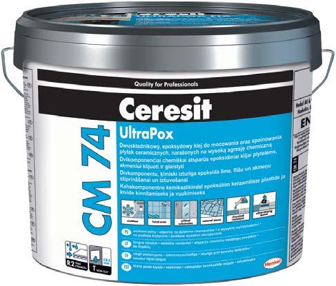 CM 74 UltraPox Klej chemoodporny Dwuskładnikowy, epoksydowy klej do mocowania oraz spoinowania płytek ceramicznych, narażonych na wysoką agresję chemiczną CM_74_KT_03.