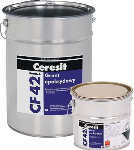 CF 42 Grunt epoksydowy Bezbarwny preparat do impregnowania i gruntowania podłoży cementowych i betonowych WŁAŚCIWOŚCI szczelny dla cieczy do nakładania pędzlem lub wałkiem o bardzo małej lepkości