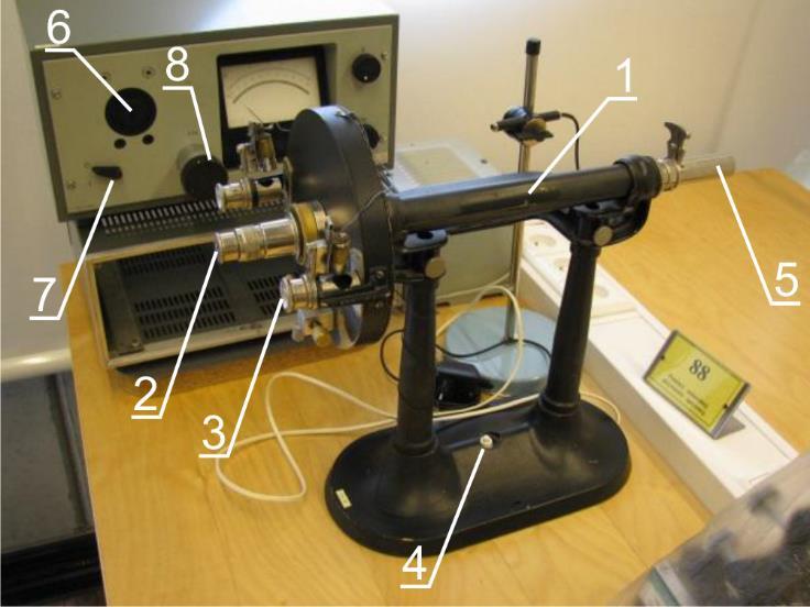 Rys.6. Stanowisko pomiarowe z sacharymetrem i monochromatorem w laboratorium LPF.