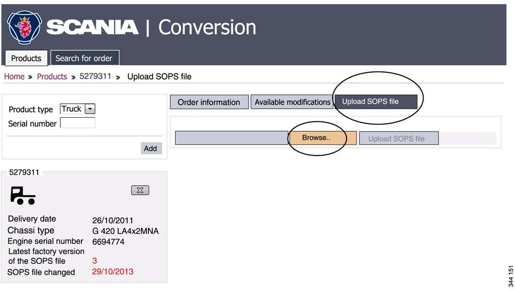 Przekaż plik SOPS Przekaż plik SOPS Baza danych firmy Scania dla przeróbek dostosowanych fabrycznie nie zawsze jest aktualizowana o najnowsze dane.