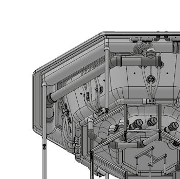 SCHEMAT TECHNOLOGICZNY, DYSZE WANNY SPA WARUNKI GWARANCJI Dysze w wannach SPA standard: Dysza SPA Magna jet stainles Schemat technologiczny dla wanny SPA i z 32 dyszami na przykładzie wanny Vesta