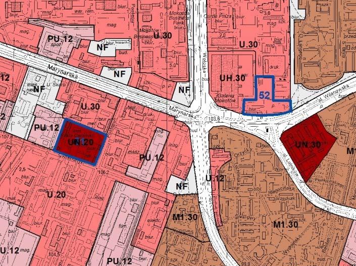 RYSUNEK NR 1 Struktura funkcjonalna - uwarunkowania zagospodarowania przestrzennego Obszar nr 51 zmiana polega na aktualizacji funkcji terenu UN.20 i włączeniu go do U.30.