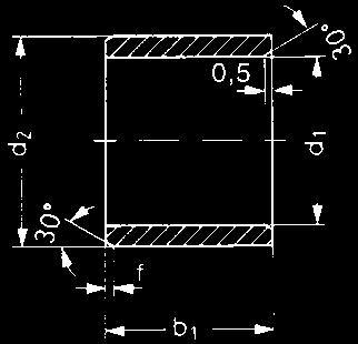 iglidur J Łożysko tulejowe f =,3 d1 = 1 6 f =,5 d1 = 6 12 f =,8 d1 = 12 3 f = 1,2 d1 > 3 Skos w stosunku do d1. Wymiary zgodnie z ISO 3547-1 i wymiary specjalne Struktura numeru art.