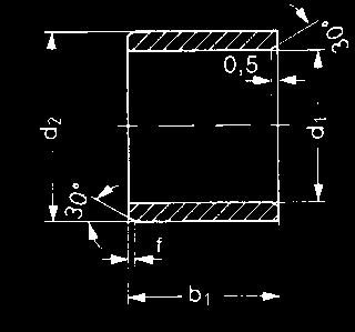 iglidur W3 Łożysko tulejowe f =,3 d1 = 1 6 Struktura numeru art. f =,5 d1 = 6 12 W S M-2 3-3 f =,8 d1 = 12 3 b1 f = 1,2 d1 > 3 d2 Skos w stosunku do d1.