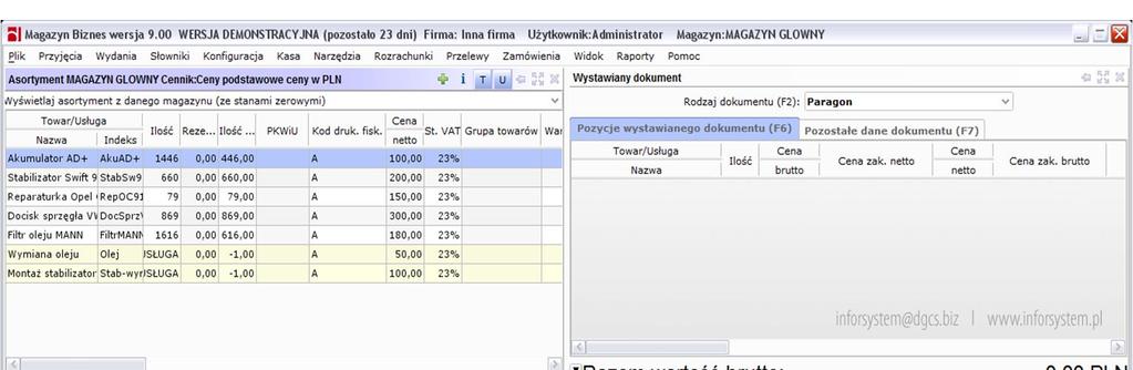 Standardowo w programie są dostępne dwie