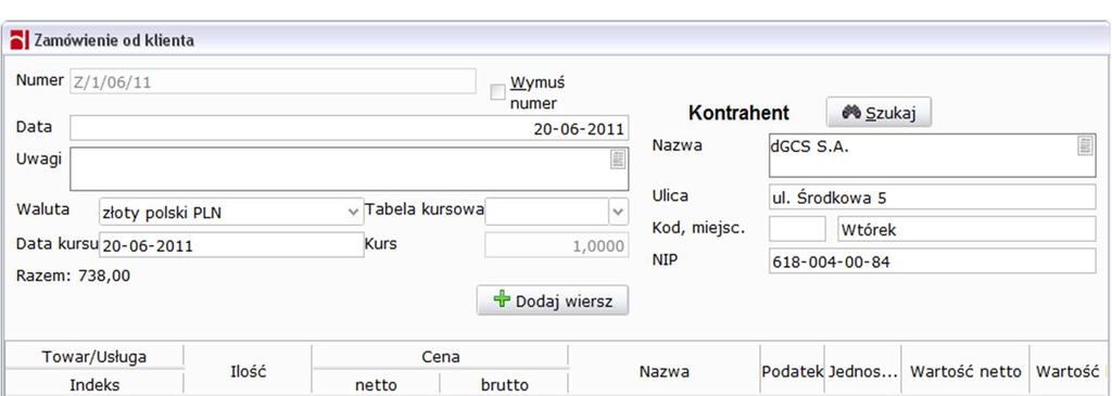 Mamy dostępny mechanizm wykorzystania wzorców w przypadku rutynowego zamawiania tego samego asortymentu przez klienta.