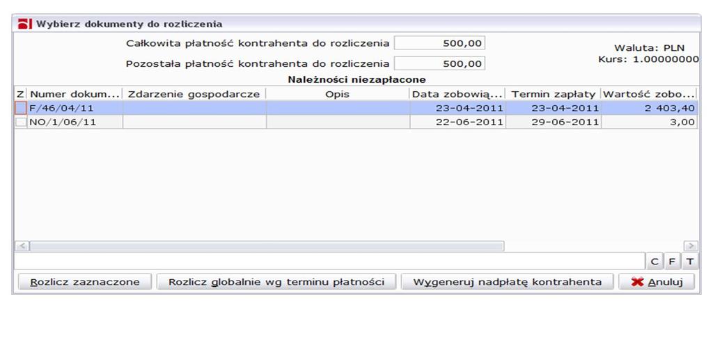 kontrahentów Każdy nasz nieuregulowany rachunek wobec dostawców trafia do kartoteki zobowiązań. Prezentacja zaległości, podobnie jak w kartotece należności, jest wykonana z podziałem na kontrahentów.